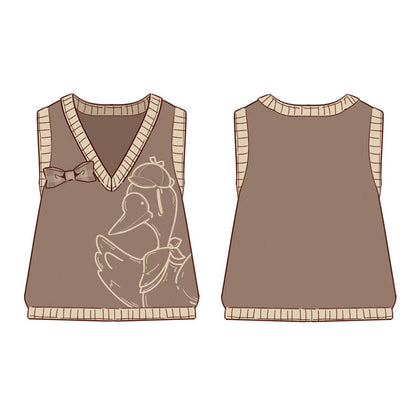 Piggy Bun - Famous Detective Goose - Ouji Lolita Retro Brown Sweater Vest
