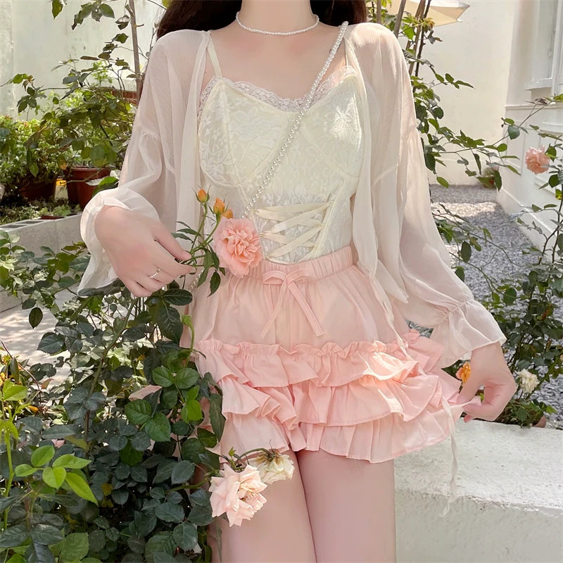 Sugar Girl - Daily Lolita Bloomers Anti-Exposure Pink Ruffle Safety Shorts