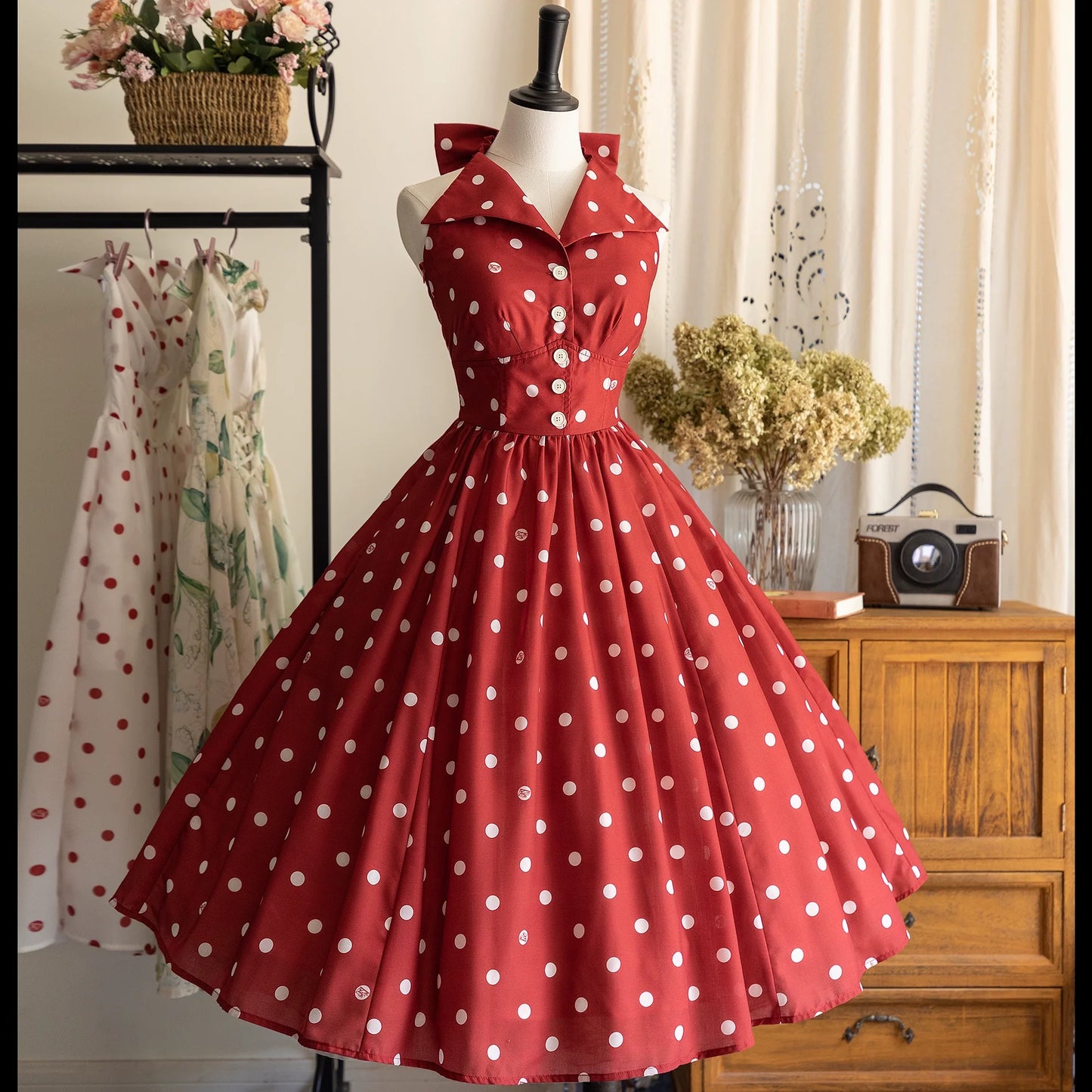 Forest Wardrobe - Afternoon Forest - Vintage Lolita Dress Halter Neck Open Back