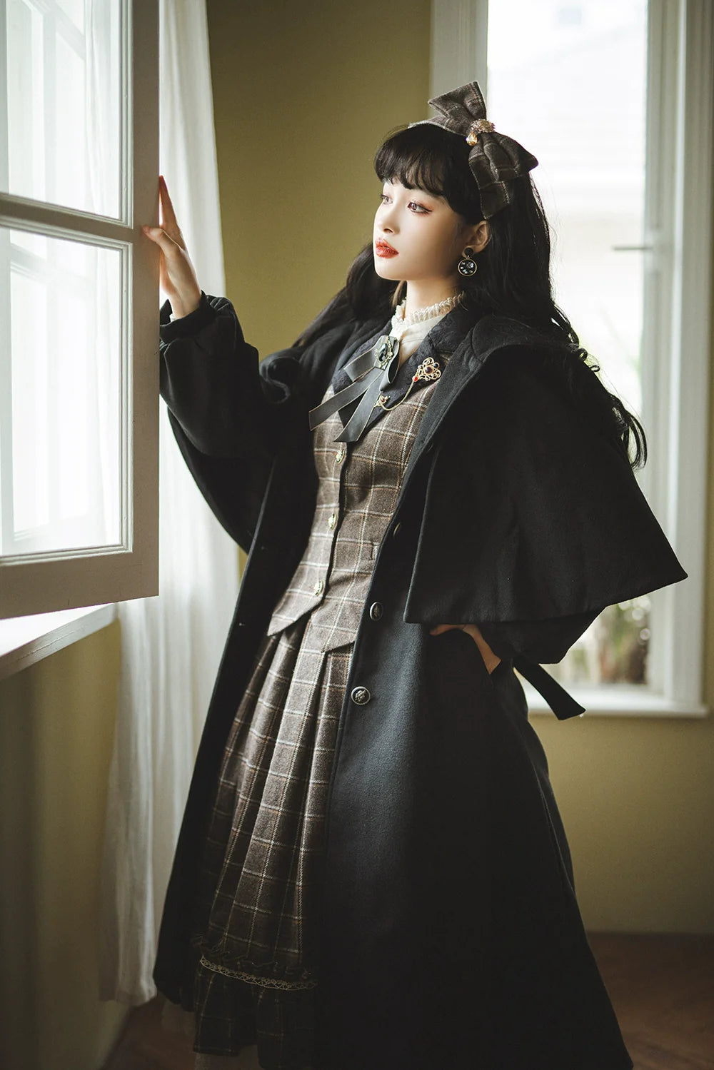 Miss Point - Rose - Elegant Lolita Fishbone Grid Skirt Customized