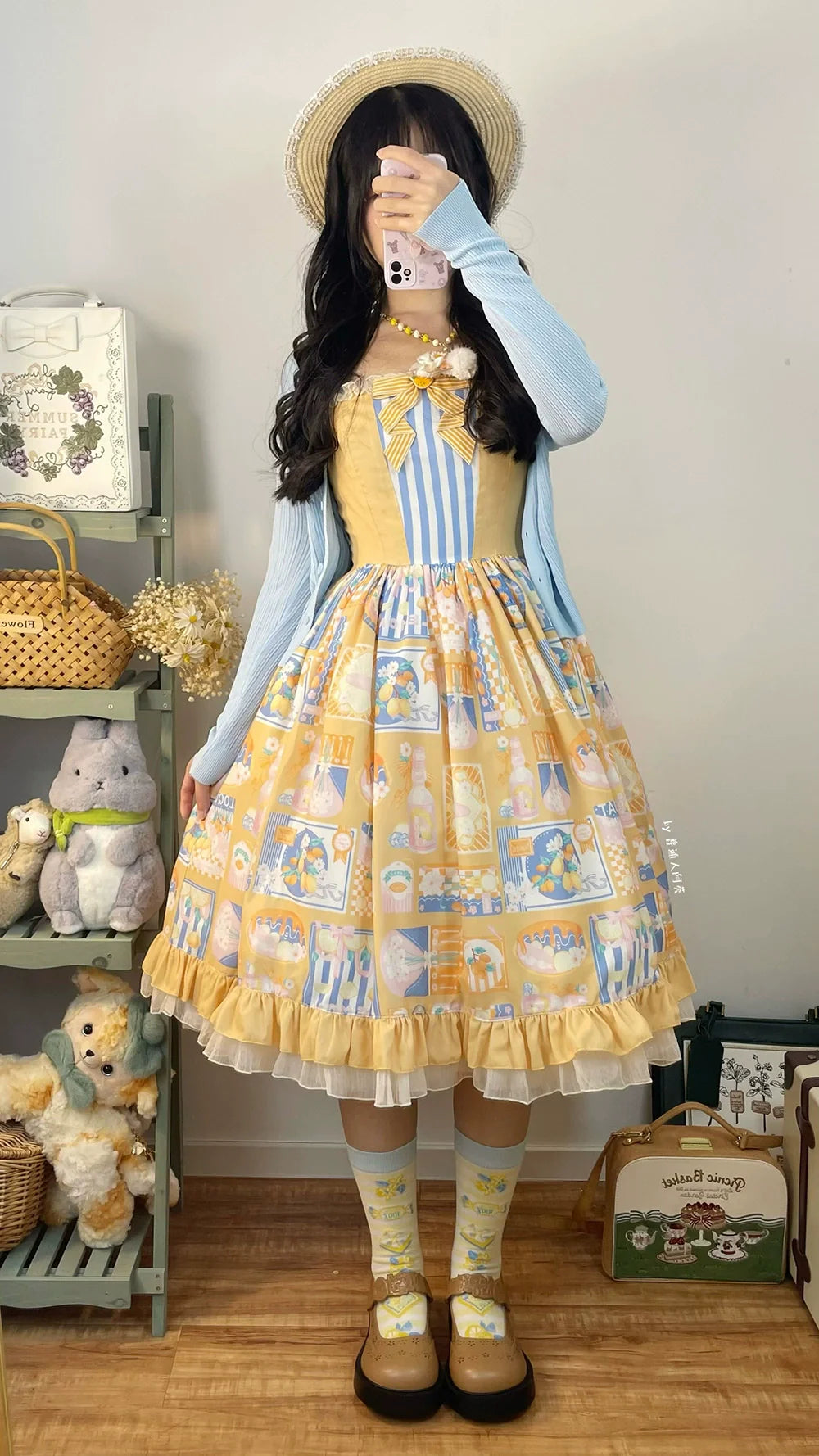 Miss Point - Daisy Lemon - Daily Lolita Lemon Print JSK Customized