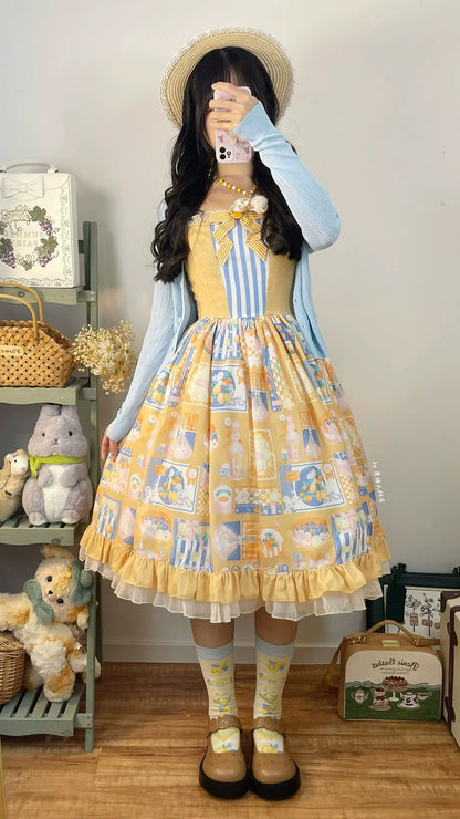 Miss Point - Daisy Lemon - Daily Lolita Lemon Print JSK Customized