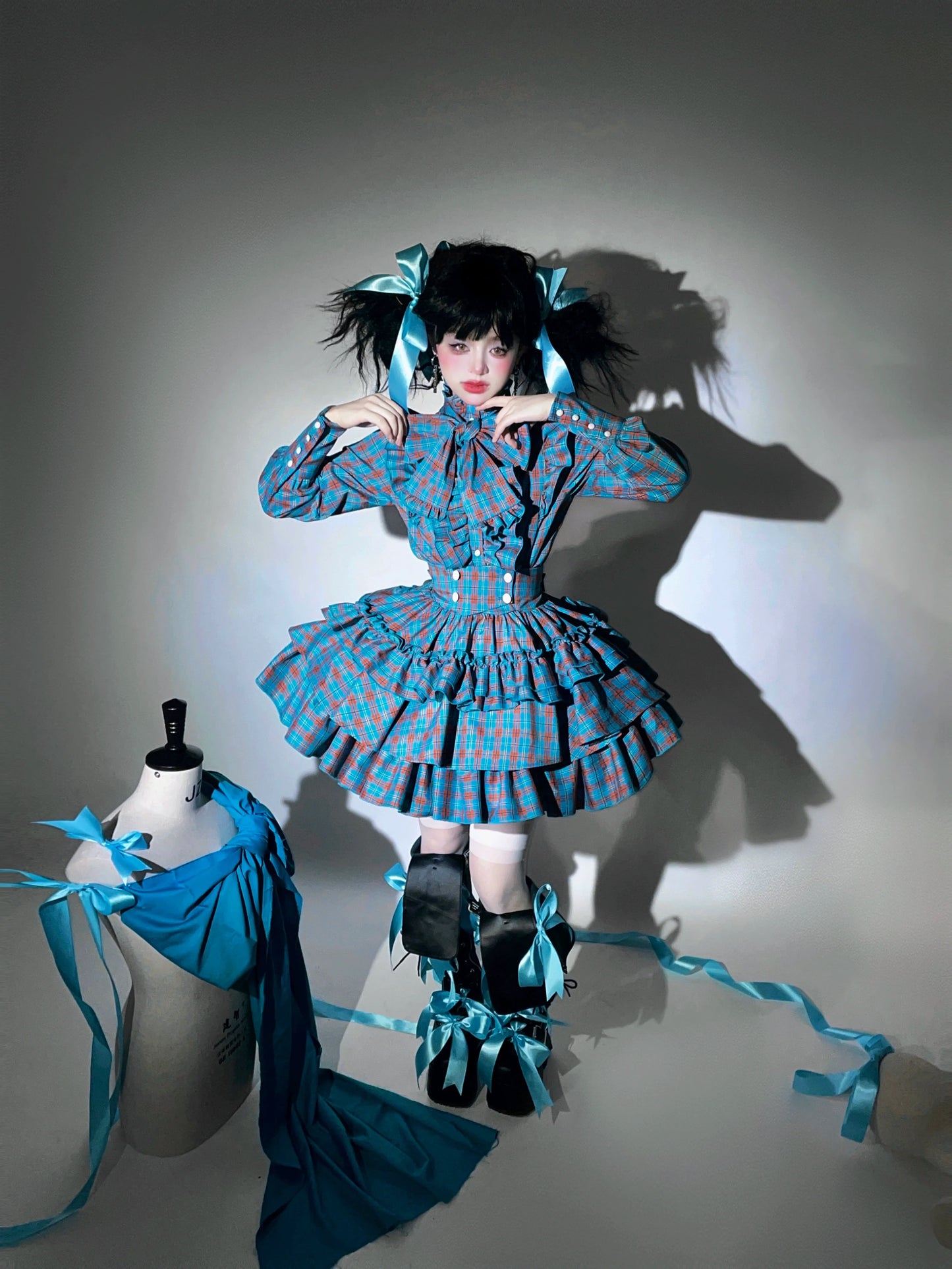 CATCOCOON - Humanoid Gift Box - Christmas Plaid Lolita Blouse & SK