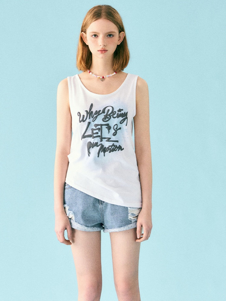 English Logo Print Tank Top【s0000002213】