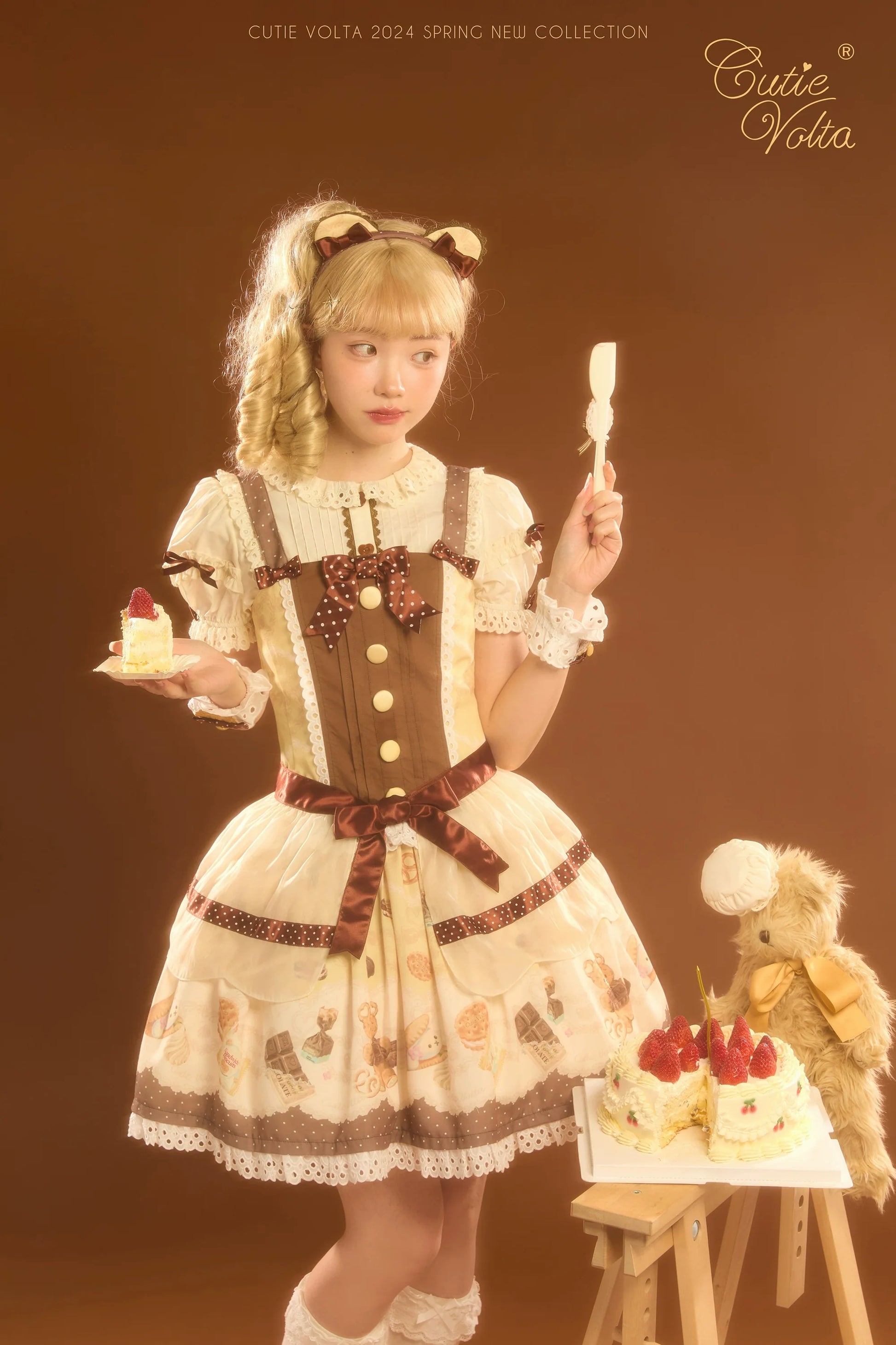 CutieVolta - Blissful Confectionery - Sweet Lolita OP Dress Bear Print JSK