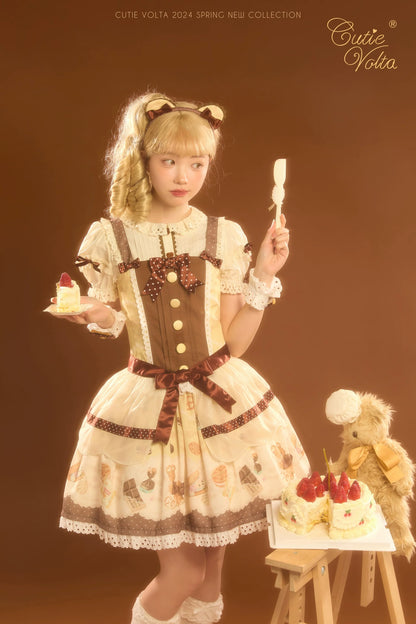CutieVolta - Blissful Confectionery - Sweet Lolita OP Dress Bear Print JSK