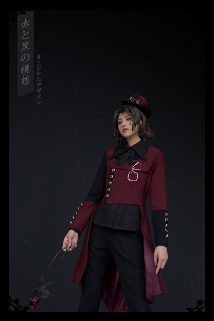 Princess Chronicles - Red and Black - Retro Ouji Lolita Handsome Black Pants