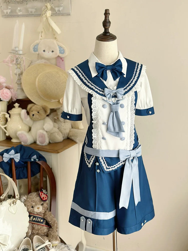 Forest Fluorescent Carps - Small Animal Team - Ouji Lolita Suit Male Lolita Shirt Shorts