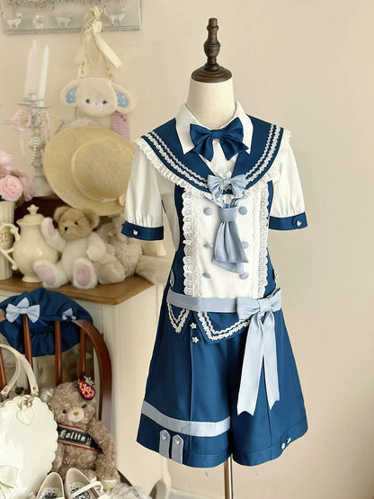 Forest Fluorescent Carps - Small Animal Team - Ouji Lolita Suit Male Lolita Shirt Shorts