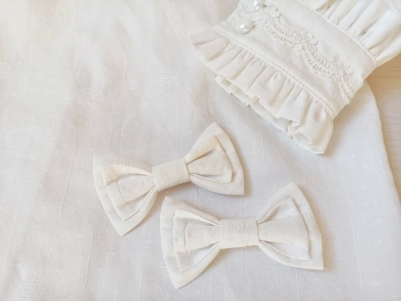 Youlan Lane - Winter Cotton Lolita Blouse White Long Sleeve Stand Collar Shirt