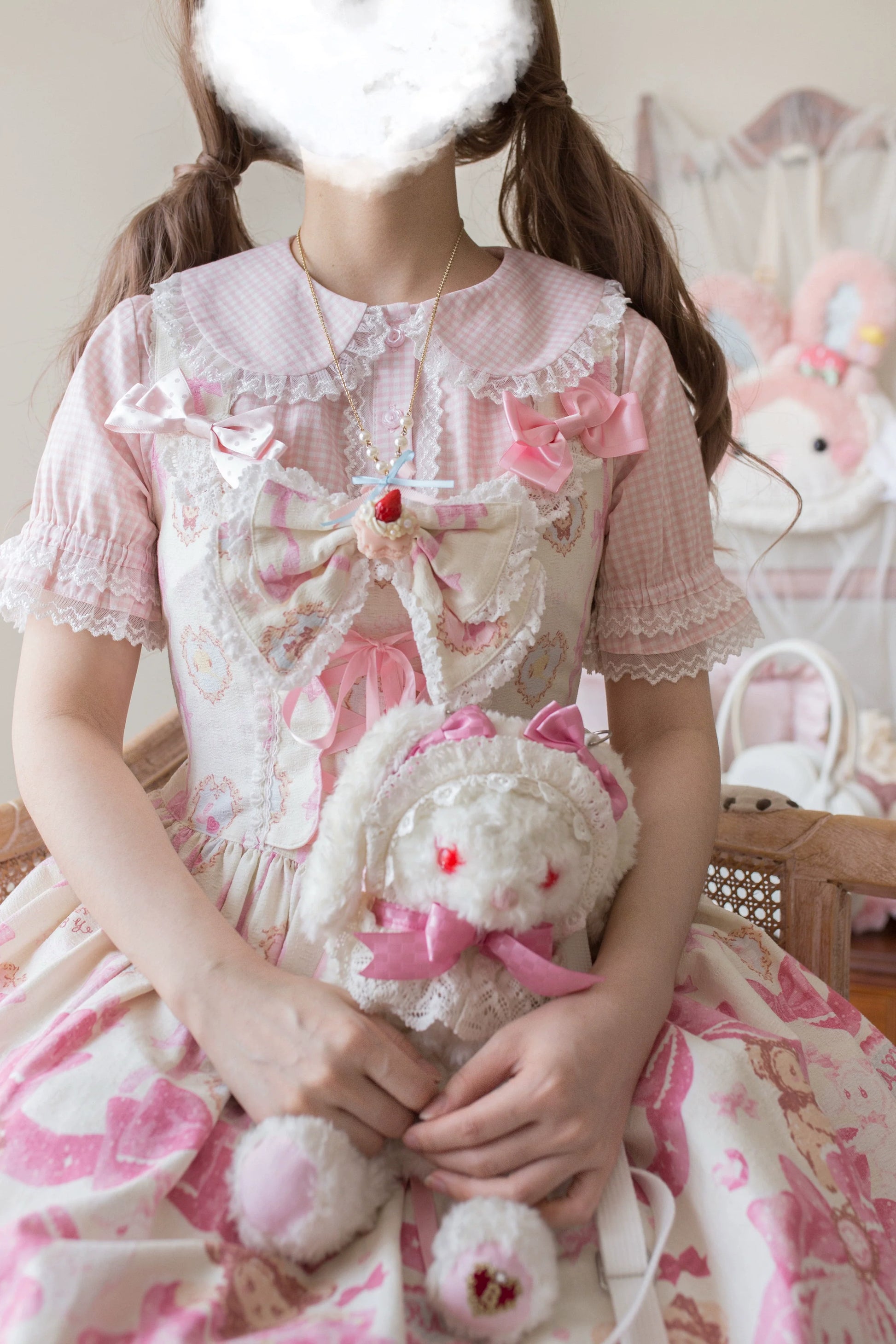 MIST - Kawaii Lolita Plaid Blouse With Cat Ear Peter Pan Collar