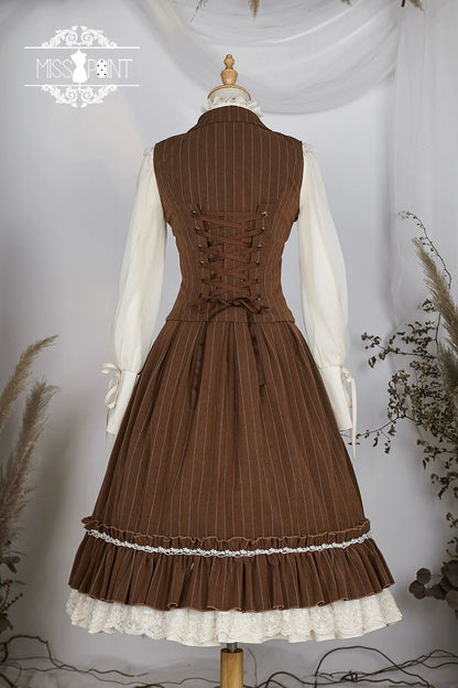 Miss Point - Rose Doll - Elegant Lolita Striped Fishbone Skirt