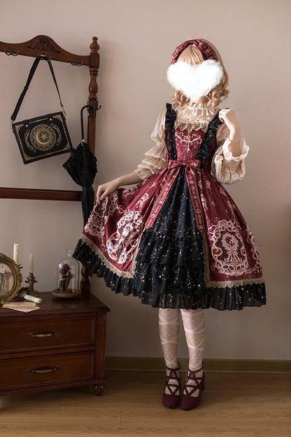 Cheese Cocoa - Star Drop Ceremony - Elegant Lolita JSK Printing Open Front Dress and Blouse Set