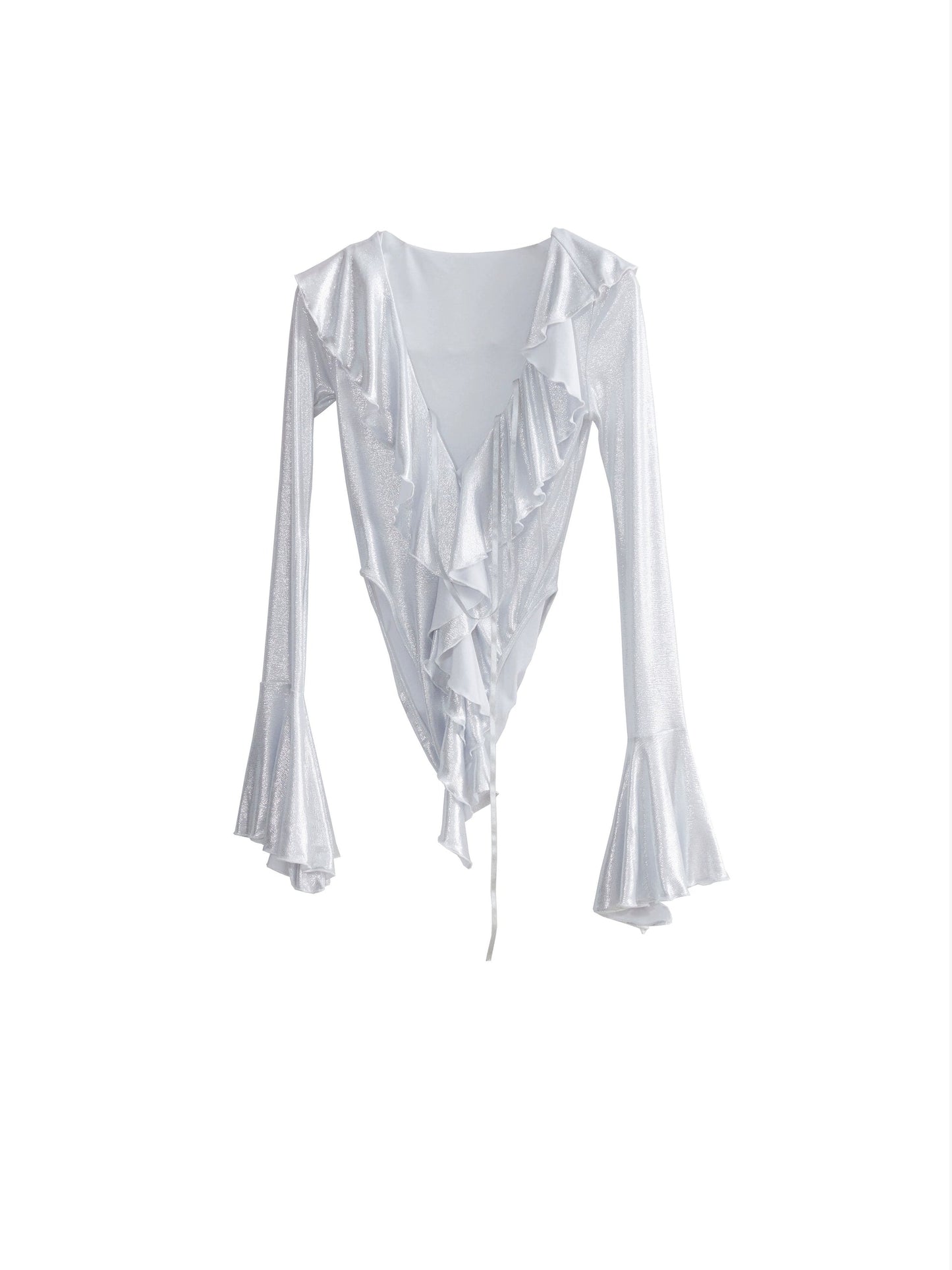 Metallic Silver Elastic Bottoming Bodysuit