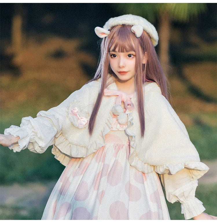 Teddy Bear - Sheer Lolita Cardigan Long Sleeve Lolita Cape Rabbit Ear