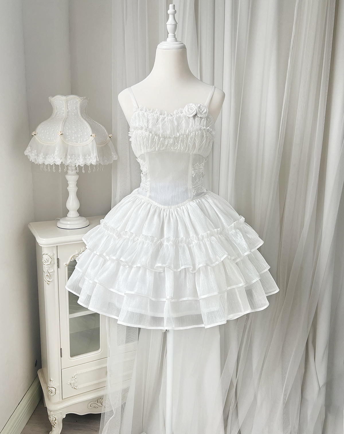 Your princess - Sweet Lolita White Princess Flounce Hemline OP