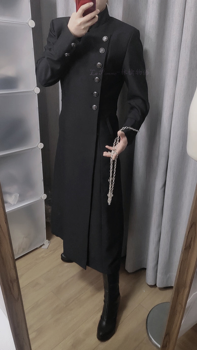 La Pomme - Ringo Story - Customizable Ouji Lolita Black Slim Long Coat