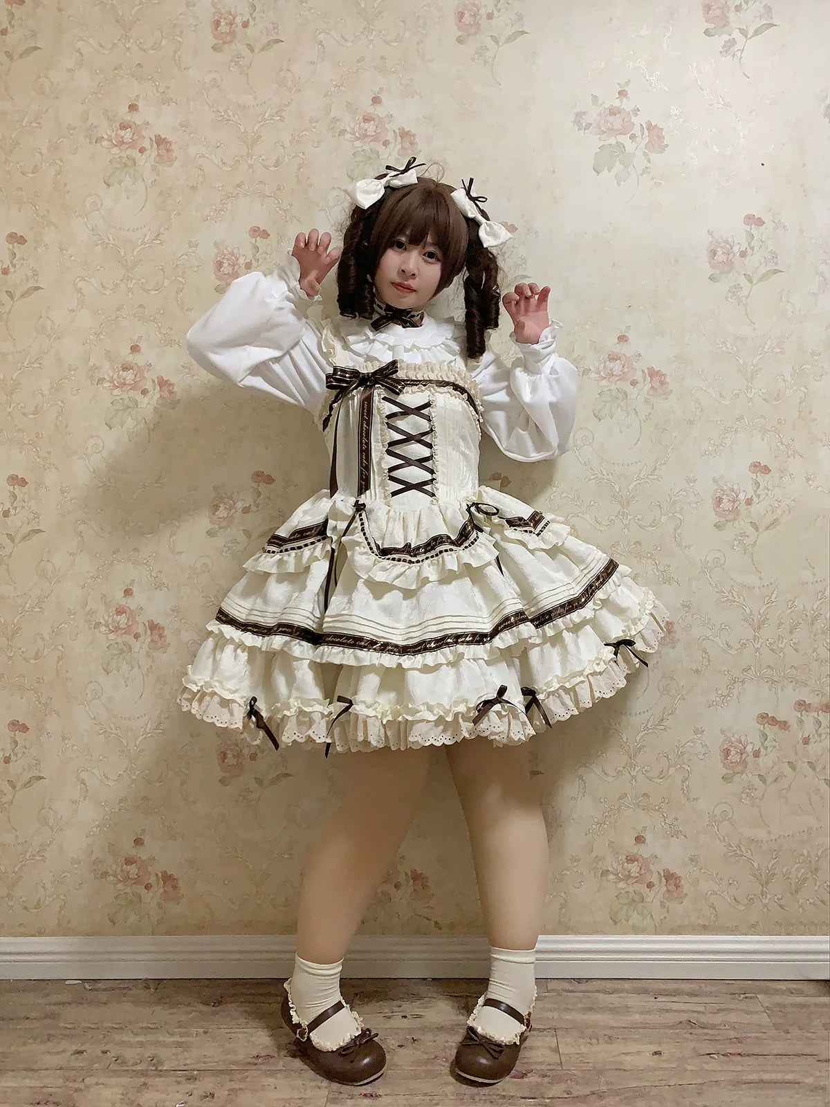 Chubby Cat Diary - Chocolate Layer Cake - Plus Size Cotton Lolita Jumper Dress