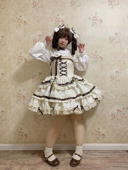 Chubby Cat Diary - Chocolate Layer Cake - Plus Size Cotton Lolita Jumper Dress