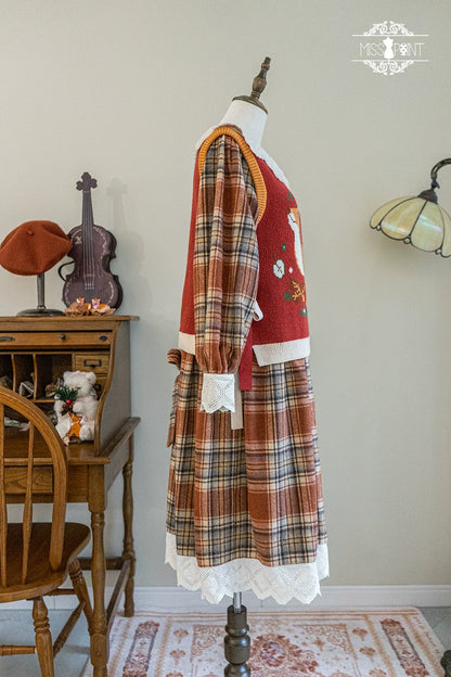 Miss Point - Chubby Fox in the Forest - Kawaii Lolita Vest Customized Lolita Sweater