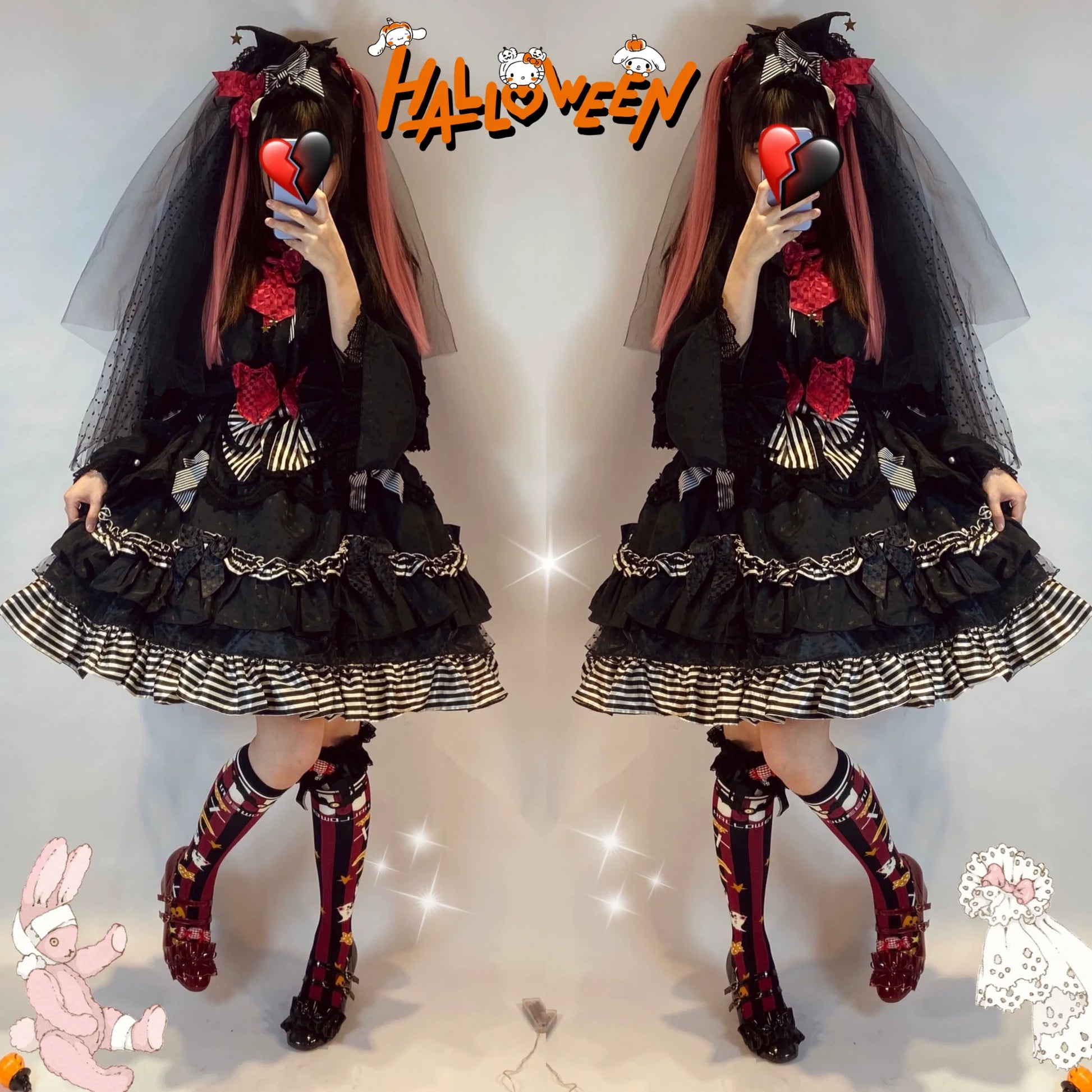 Yukines Box - Gothic Lolita Halloween Pumpkin Bat Socks