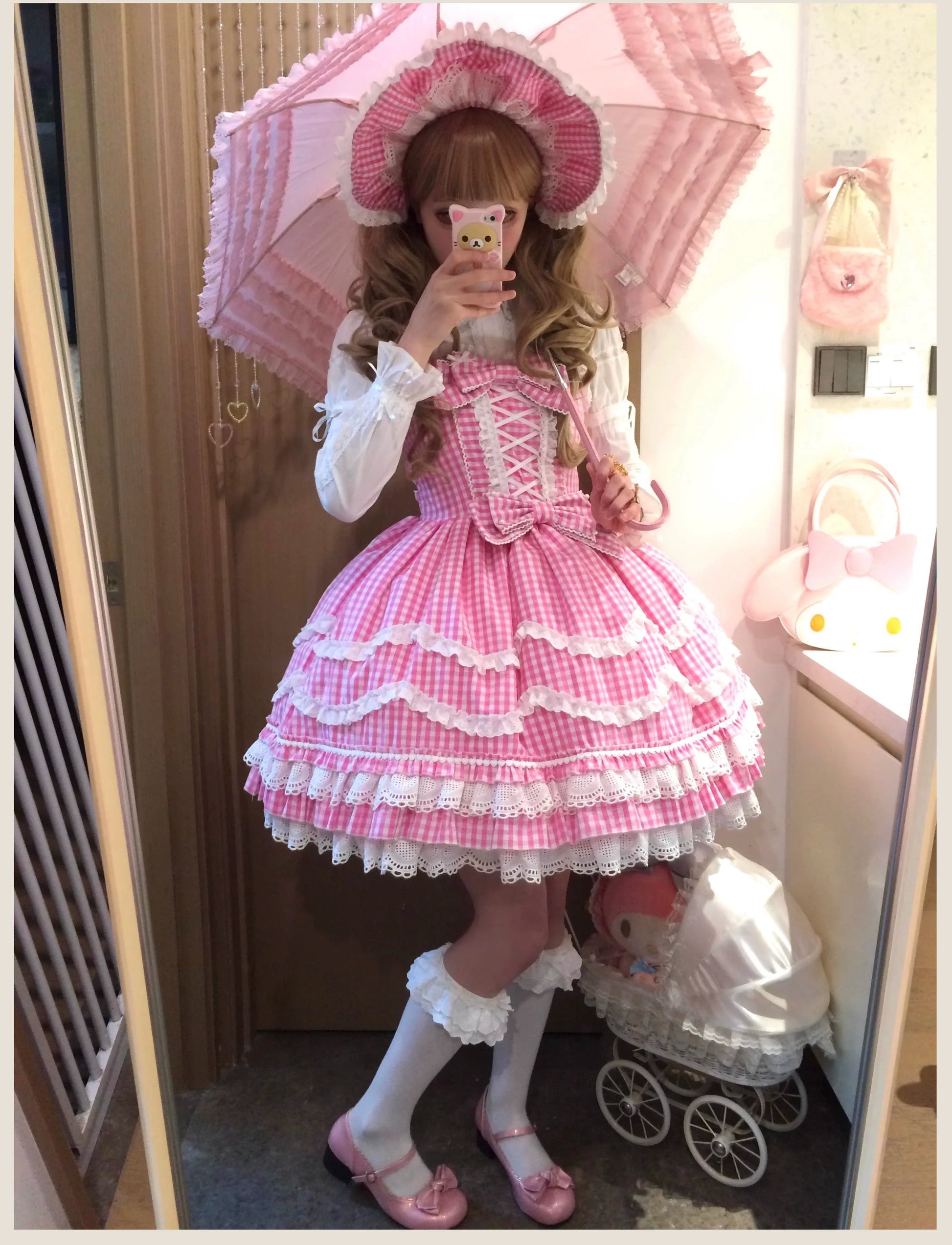 TaTaTa Lolita - Plaid Baileys - Old School Lolita Pink Plaid JSK
