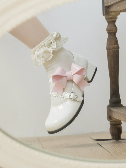 Dolly Doll - Apple Candy - Mary Jane Lolita Shoes Bow PU Low-Mid Heel Shoes