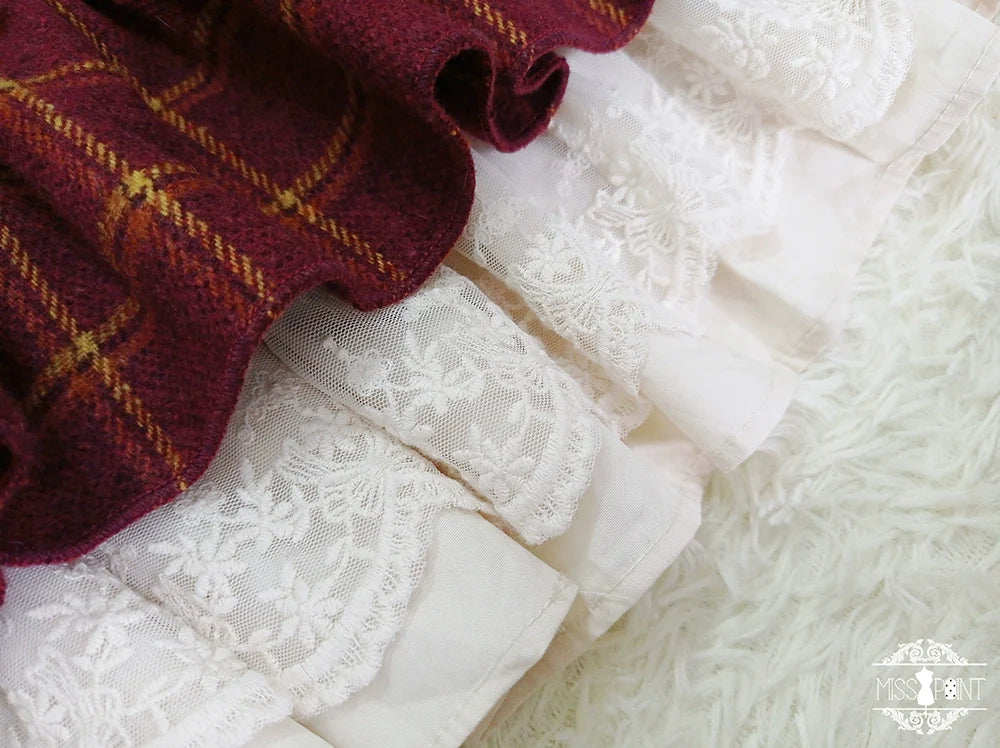 Miss Point - Rose - Elegant Lolita Fishbone Grid Skirt Customized