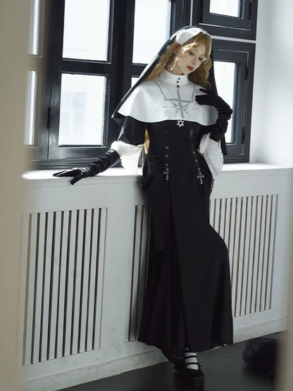 CHUNLV LOLITA - Night Cathedral - Halloween Nun Lolita OP Suit Gothic Dress Set