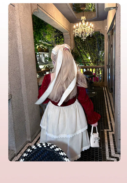 Yingtang - Plus Size Lolita Dress Velvet Long Sleeve