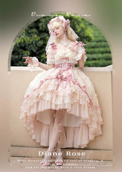 MieYe - Diana Rose - Bridal Lolita Dress Short Wedding OP with Accessories