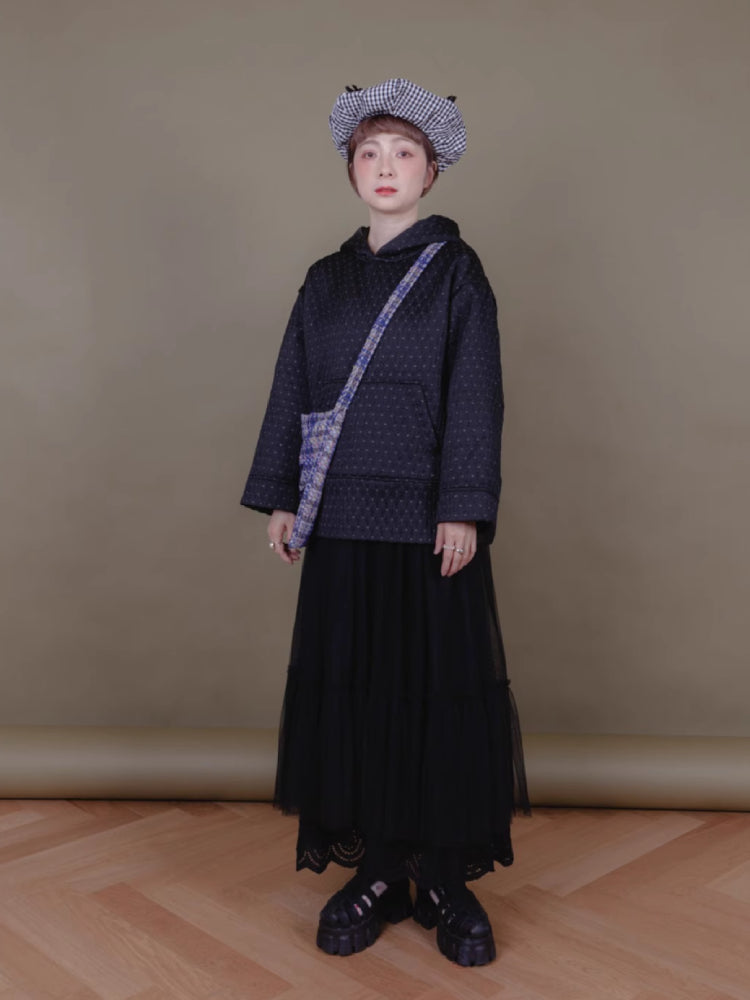 Patterned woven hooded sweatshirt【s0000006884】