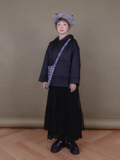 Patterned woven hooded sweatshirt【s0000006884】