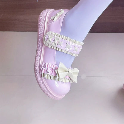 Fairy Godmother - Cute Lolita Shoes Bow Candy-Colored Lolita Flat Shoes