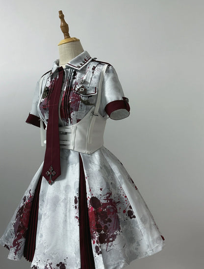 Your Highness - Iron Rose Black Mamba - Gothic Lolita OP Nurse Military Lolita Dress