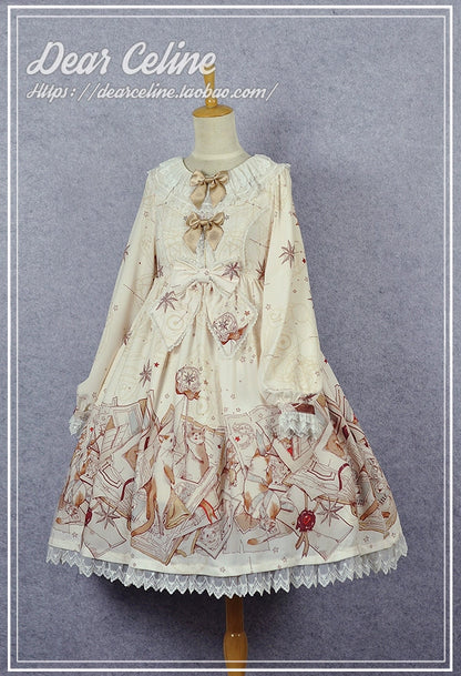 Dear Celine - Cat Professor's Magic Class - Daily Lolita OP Dress Long Sleeve Dress