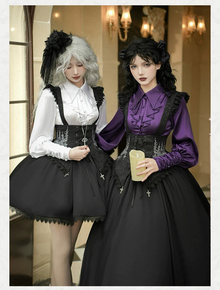 With PUJI - Thorny Night - Gothic Lolita Bust-supporting Skirt With Removable&Adjustable Strap