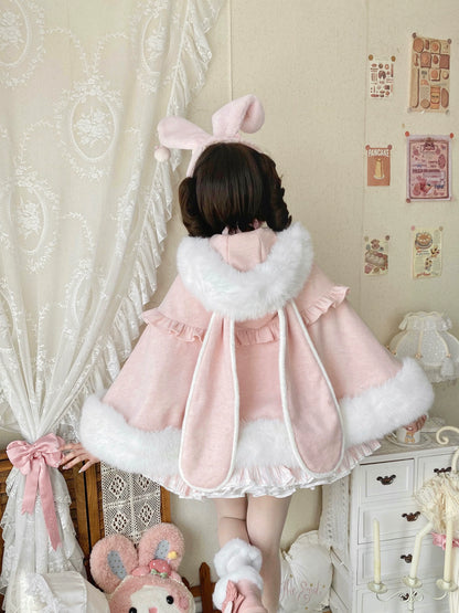 Qianmu - Lop Bunny - Kawaii Lolita Plush Hooded Cape