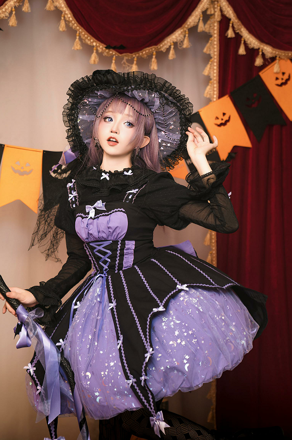 Lemon Honey - Halloween Gothic Lolita Jumper Dress, Pumpkin-inspired Dress