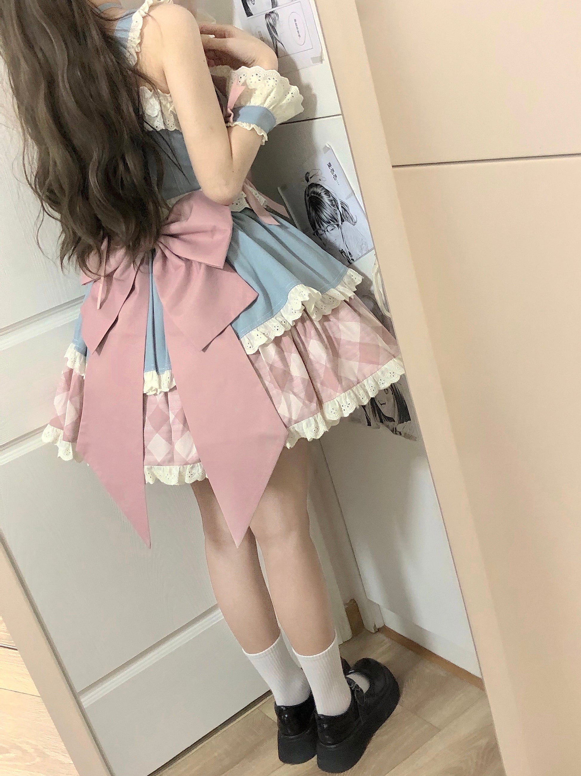 Kuma - Sweet Cowboy - Sweet Lolita Pastel Colors Denim Skirt Set