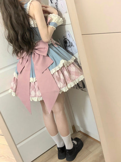 Kuma - Sweet Cowboy - Sweet Lolita Pastel Colors Denim Skirt Set