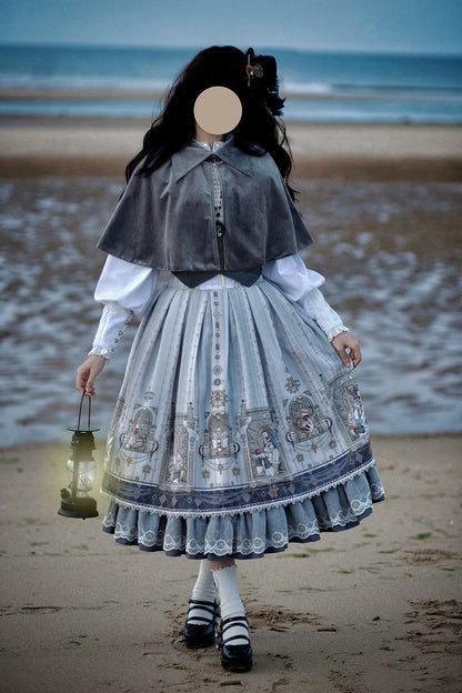 Miss Point - Demon Hunting Notes - Fishbone Gothic Lolita Skirt