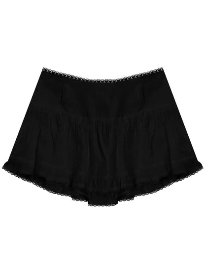 High waist lace a-line short skirt【s0000007833】