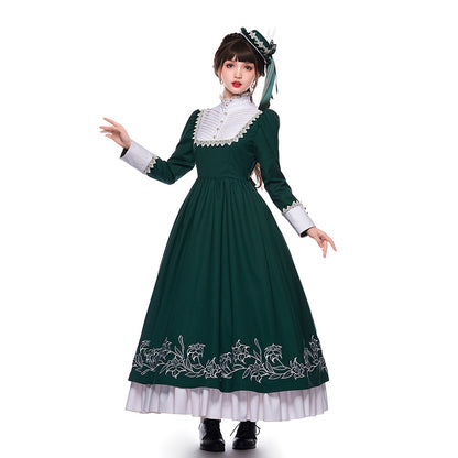 Youpairui - Lobnya - Gothic Nun Lolita Green OP Dress Set