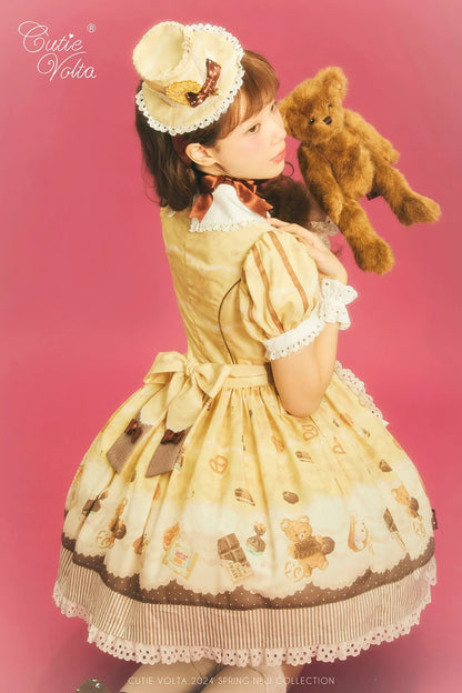 CutieVolta - Blissful Confectionery - Sweet Lolita OP Dress Bear Print JSK
