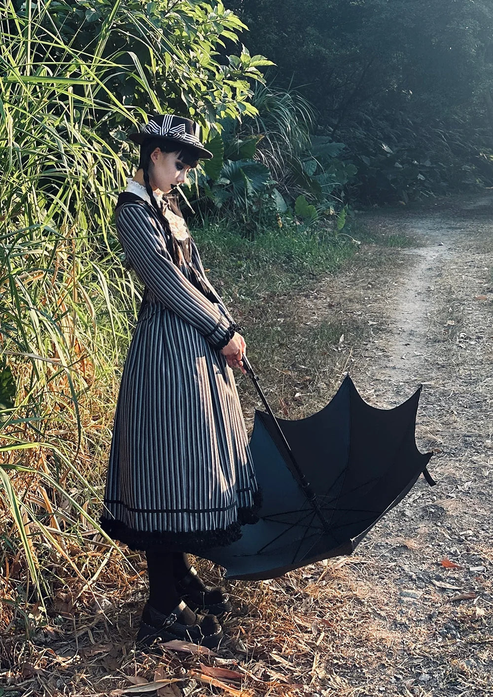 Miss Point - Classical Chocolate - Classic Lolita Skirt Elegant Striped SK