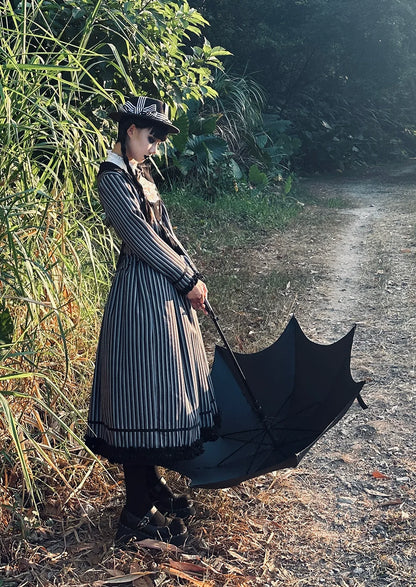 Miss Point - Classical Chocolate - Classic Lolita Skirt Elegant Striped SK