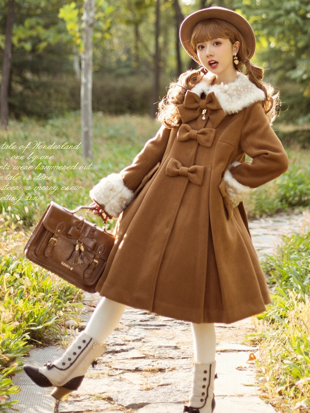 Unideer - Winter Lolita Coat Wool Bow Overcoat