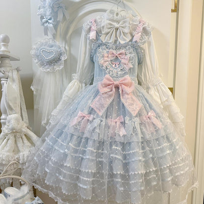 Hanguliang - Spring Awakening - Sweet Lolita JSK and Princess-Sleeved Shirt with Lace Detail