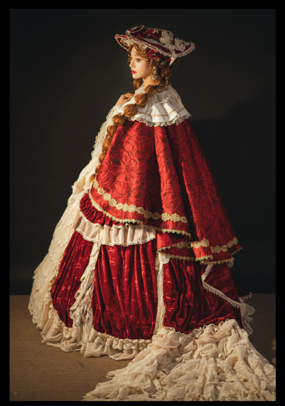 Guaji - Isabella - Wedding Lolita OP Bridal Dress with Tiered Petticoat and Trailing